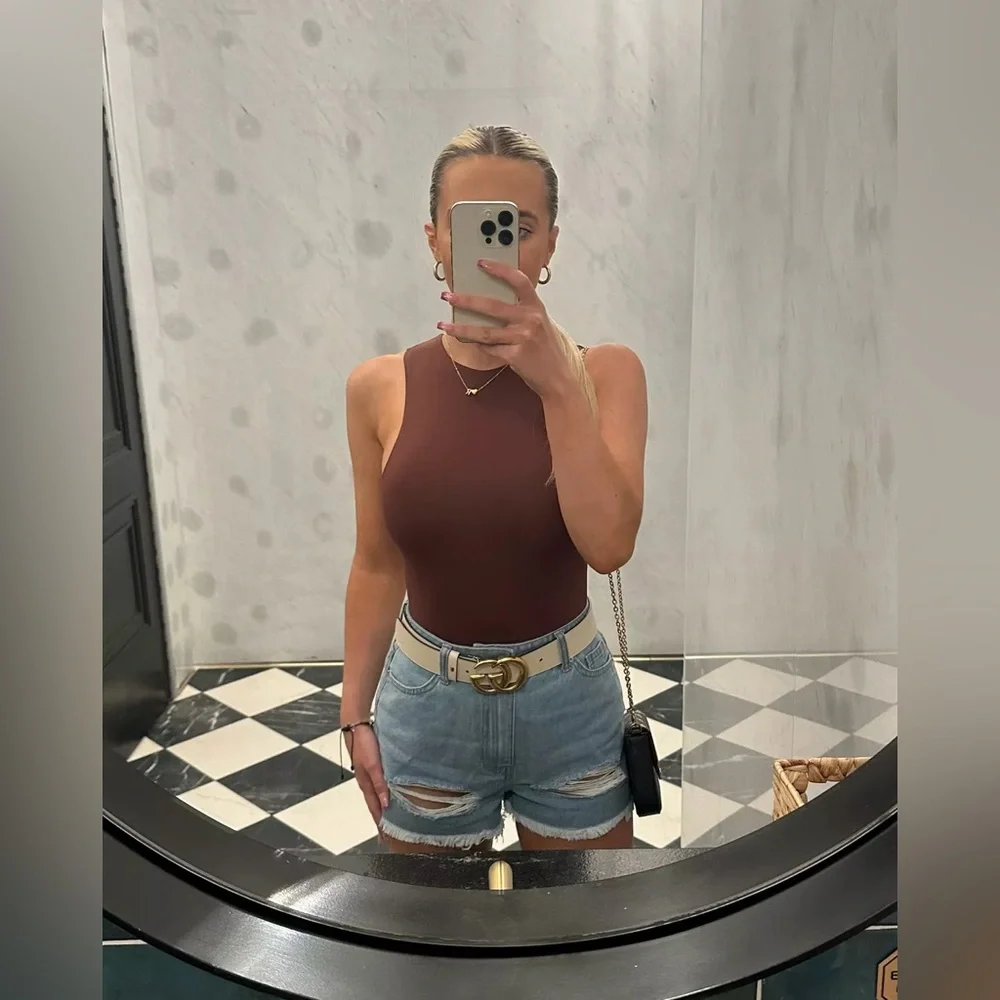 NWT Zara Polyamide Halter Bodysuit in Dark Grey Size L - Picture 12 of 15